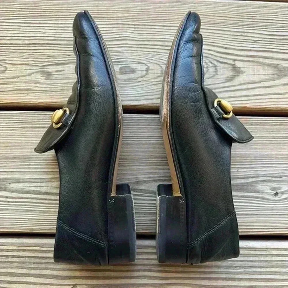 Authentic GUCCI Jordaan Women’s Black Leather Horsebit Loafer Sz 37 US 7 - Picture 7 of 13